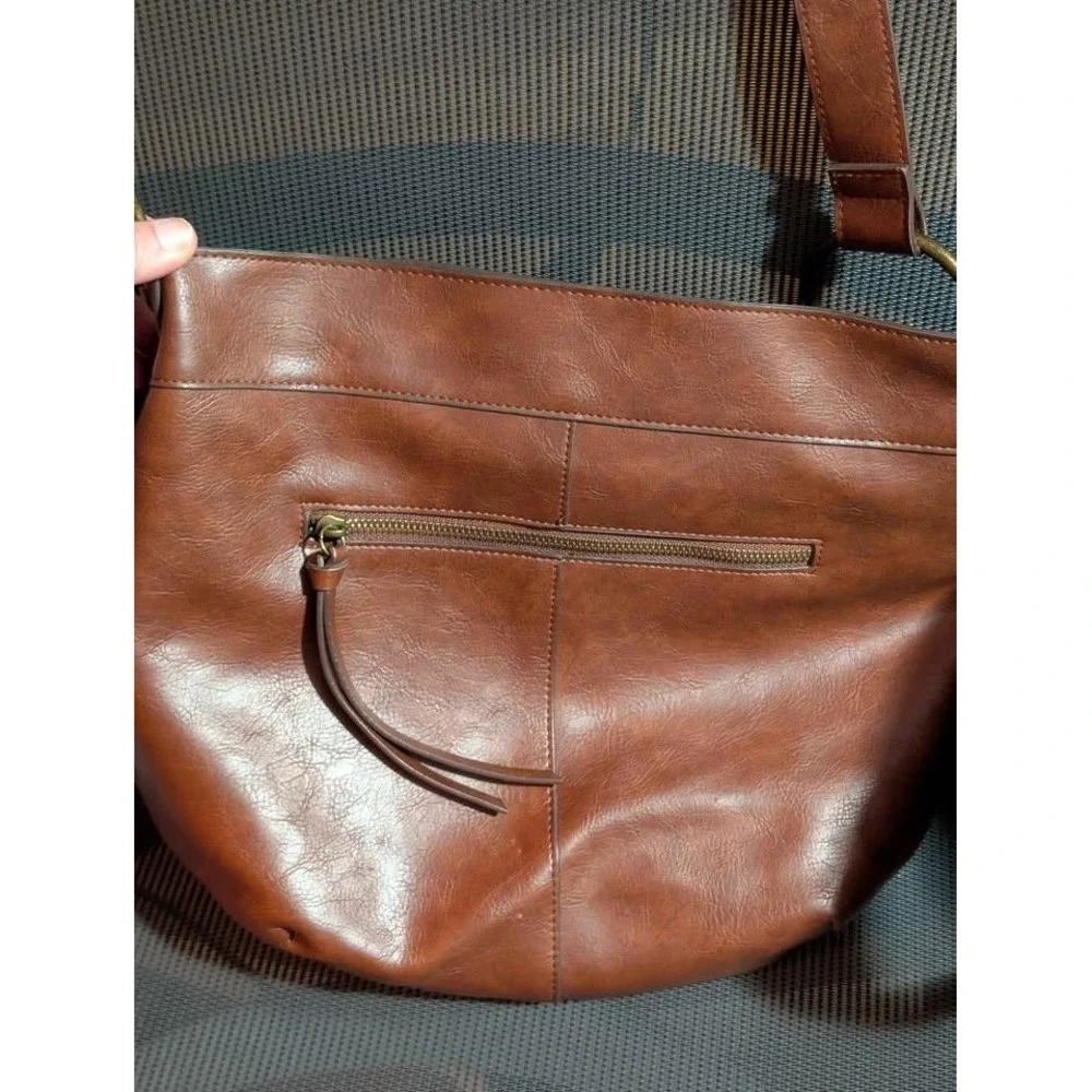 Time‎ and Tru Piper Hobo Bag Brown Faux Leather Shoulder Purse